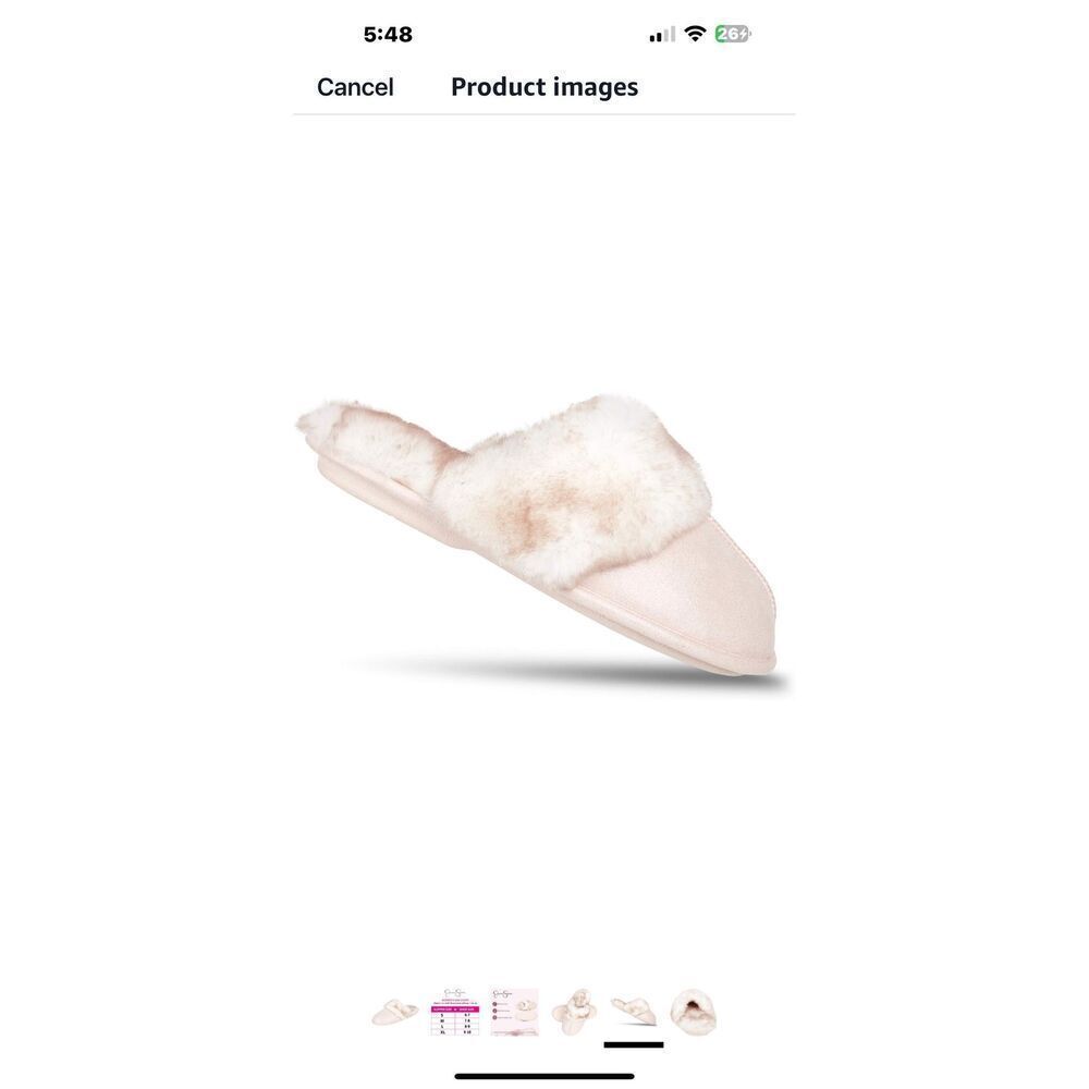 Jessica Simpson Pink and White Plush memory foam anti-slip Faux Fur slippers.fit - Picture 3 of 7